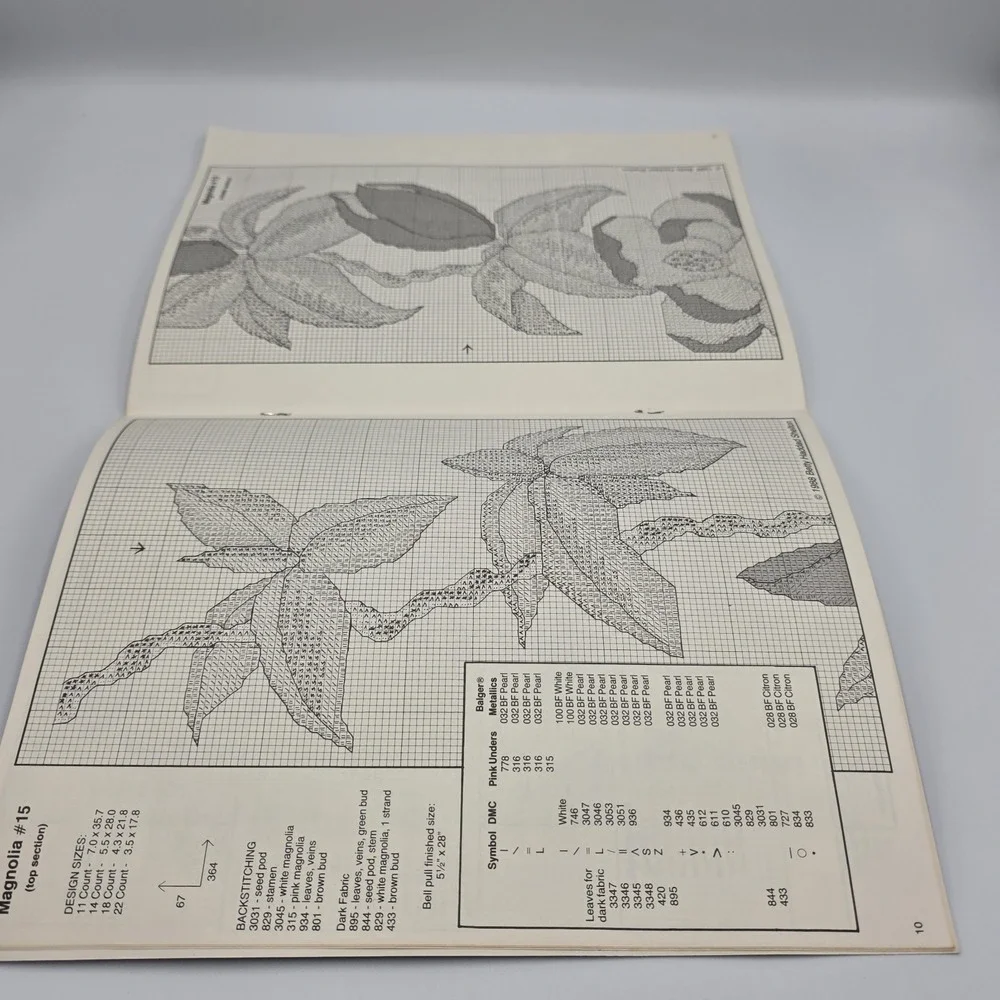 Vtg Magnificent Magnolias Cross Stitch Patterns Creative Keepsakes Booklet CK200